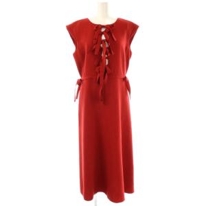 ノースリーブ リボンワンピース 42 レッド 513226