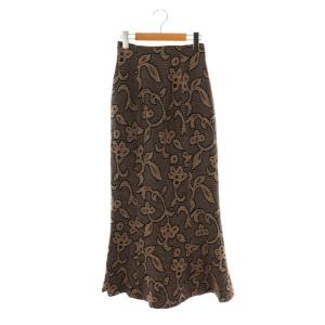 Jacquard Leaf Pencilskirt スカート フレア マキシ ロング 36 黒 ブラック