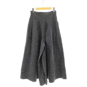 UNITED ARROWS モールボーダーボリュームワイドパンツ 38 ダークネイビー /DF OS