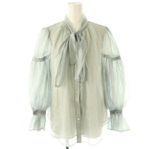 24SS プチラメドットボウタイ ブラウス長袖 2 ライトグレー /HK OS