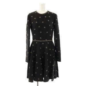 ウールシルクハートスタッズワンピース 38 ブラック
