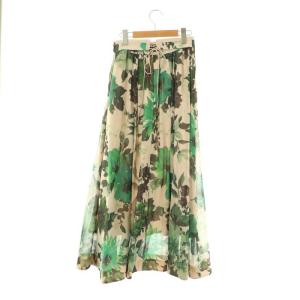 Lily Brown LilyBrown ボタニカルフラワープリントスカート ギャザースカート フレア 1 ベージュ グリーン マルチカラー /ES