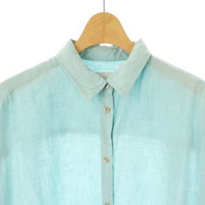 Spick&Span リネンビッグシャツ ブラウス 長袖 前開き 水色 /NR OS