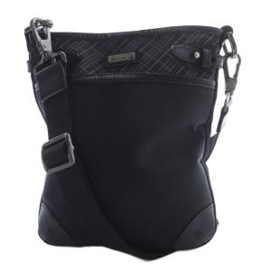 ショルダーバッグ ワンハンドル 斜め掛け キャンバス レザー ブラック /YO1