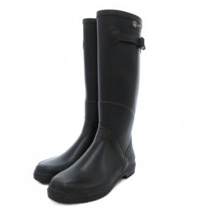 レインブーツ 長靴 ラバー ロゴ 36 黒 ブラック /JS