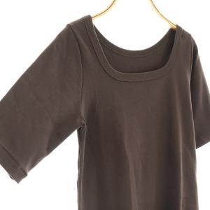 NOBLE 25SS スビンコットンソフトスクエアーネックTシャツ 2 カットソー ブラウン /DO OS