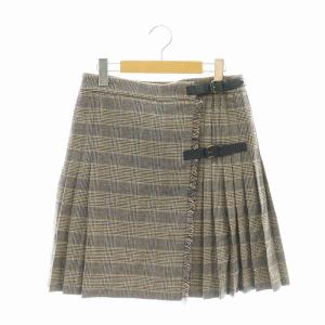 ウールチェックプリーツラップスカート ミニ 2 グレー /HK OS