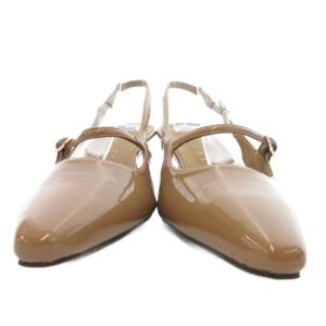 Le Talon 24AW パンプス フロントストラップ バックベルト エナメル 22.5cm 茶 ブラウン /JS