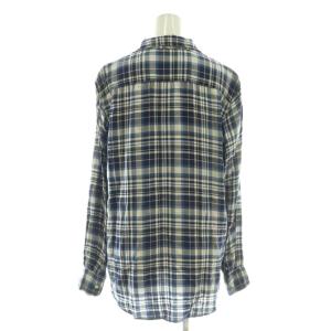 Frank&Eileen フランクアンドアイリーン チェックスキッパーシャツ 長袖 XS 紺 ネイビー 白 ホワイト /AT OS SH