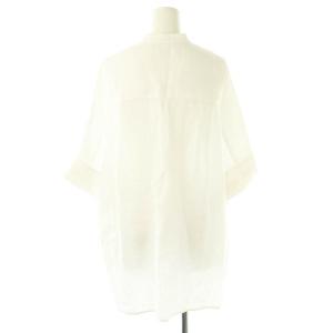 ebure リュクスリネンストライプシャツ ブラウス 半袖 36 ホワイト /DF OS