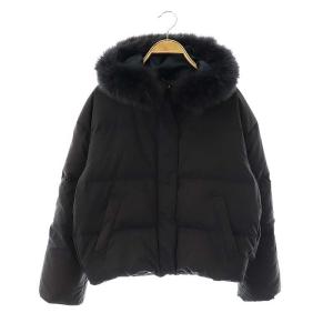 ショートダウンコート フォックスファー 紺 /MI OS