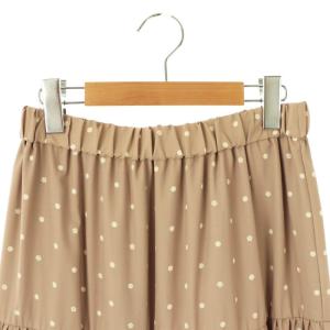MARY QUANT デイジードットプリント スカート ティアード フレア M ベージュ /MI OS