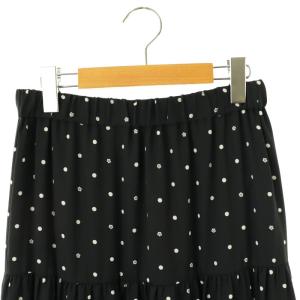 MARY QUANT デイジードットプリント スカート ティアード M 黒 /MI OS