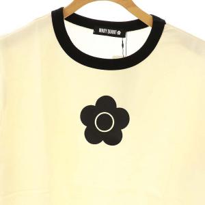 MARY QUANT デイジーリンガー Tシャツ カットソー 半袖 M アイボリー ブラック /DF OS