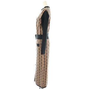 PINKY&DIANNE 23AW バイカラージャガードニットワンピース 38 ピンクベージュ ブラック /ES OS