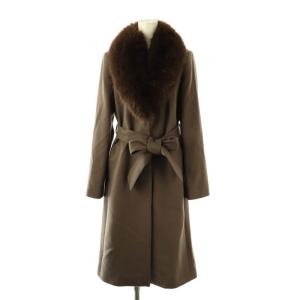 カシミヤ混ベルテッドコート 38 ブラウン