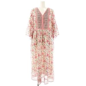 24SS ETHNIC PRINT FLARE SLEEVE DRESS ドレス ワンピース 七分袖 ロング