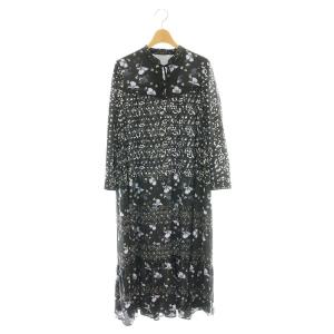 パッチワークパターンワンピース 総柄 36 ブラック ラベンダー ホワイト /ES OS