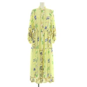 24SS セーラープリントワンピース ロング 長袖 インナー付 38 イエロー /MY OS