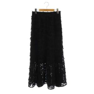 24SS ジャガードヘムフレアスカート 36 黒 /MI OS