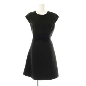 NJMU5325 ウエストリボンフレンチスリーブワンピース 0 黒 /MI OS