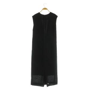 IENA 23SS ウールリネンVネックマキシワンピース ロング 36 ネイビー /MY OS