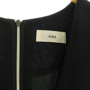 IENA 23SS ウールリネンVネックマキシワンピース ロング 36 ネイビー /MY OS