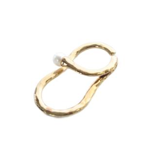 パール ダブルリングカフ 指輪 925 11-12号 ゴールド色 /SR50