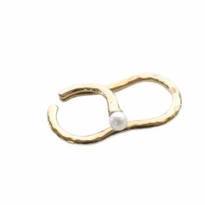 ete パール ダブルリングカフ 指輪 925 11-12号 ゴールド色 /SR50