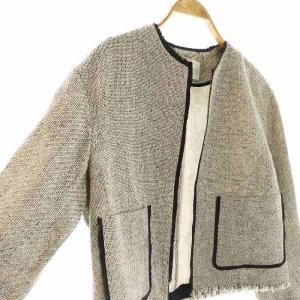 BEIGE 24SS BABETTE ノーカラージャケット 2 ブラック オフホワイト /ES OS