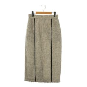 24SS BABETTE Iラインスカート ロング タイト リネン混 2 オフホワイト 黒 /NR OS