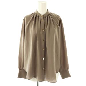 STOW バンドカラーブラウス 長袖 2 茶 ブラウン /AT OS