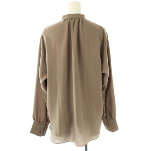 BEIGE STOW バンドカラーブラウス 長袖 2 茶 ブラウン /AT OS