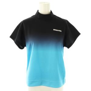 モックネックゴルフTシャツ グラデーション カットソー 半袖 S 紺 ネイビー 水色 /AT OS