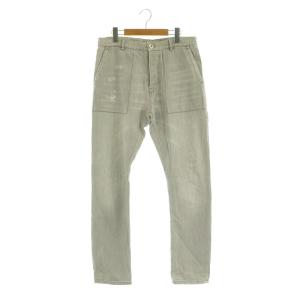 LEISURE FIT デニムパンツ ジーンズ ボタンフライ ダメージ加工 テーパード イタリア製 48