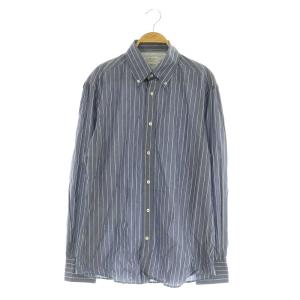 SLIMFIT BDシャツ ボタンダウン 長袖 ストライプ イタリア製 M ネイビー /MY OS AD