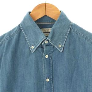 BRUNELLO CUCINELLI BDデニムシャツ 長袖 前開き コットン S ライトブルー /NR OS AD