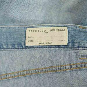 BRUNELLO CUCINELLI LEISUREFIT 加工デニムパンツ ジーンズ ボタンフライ ダメージ加工 イタリア製 46 ブルー