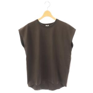 ラウンドテールプルオーバー カットソー ノースリーブ F 茶 ブラウン /AT OS