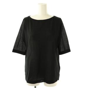 25SS シアーコンパクトジャージー ボートネックプルオーバー Tシャツ カットソー 五分袖 S 黒 /NR