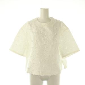 25SS フラワーカットジャカード Tブラウス 半袖 36 白 ホワイト 12-01-52-01432