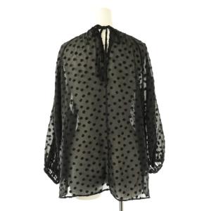 BALLSEY 24SS ドットフラワージャカード ボリュームギャザープルオーバー ブラウス 七分袖 36 黒 /NR