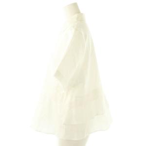 CABaN 24SS タイプライターダブルクロス アシンメトリックフリルシャツ 半袖 F ホワイト /DF OS