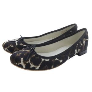 CENDRILLON レオパードバレエシューズ パンプス 38 黒 ブラック 茶 ブラウン VX086TPNT