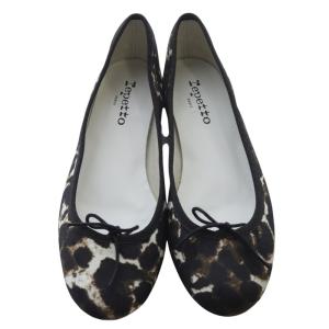 Repetto CENDRILLON レオパードバレエシューズ パンプス 38 黒 ブラック 茶 ブラウン VX086TPNT