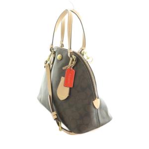 COACH シグネチャー 2WAY ハンドバッグ ショルダーバッグ バイカラー 茶 ベージュ F26184 /MI