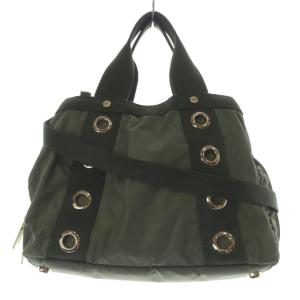 JAL機内販売限定 2WAY ショルダーバッグ ハンドバッグ ロゴ カーキ 緑 /SR29