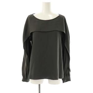 24SS バイカラーメロープルオーバーブラウス チャコールグレー /MI OS