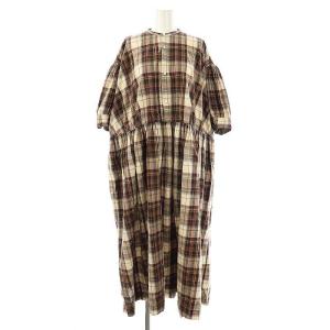 ハーフスリーブクラシックギャザードレス ワンピース 1 ブラウン