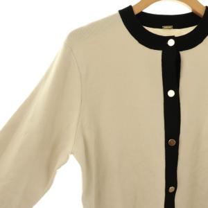 MILA OWEN MILAOWEN 23SS バイカラー ニットカーディガン 長袖 1 グレージュ 黒 /NR OS